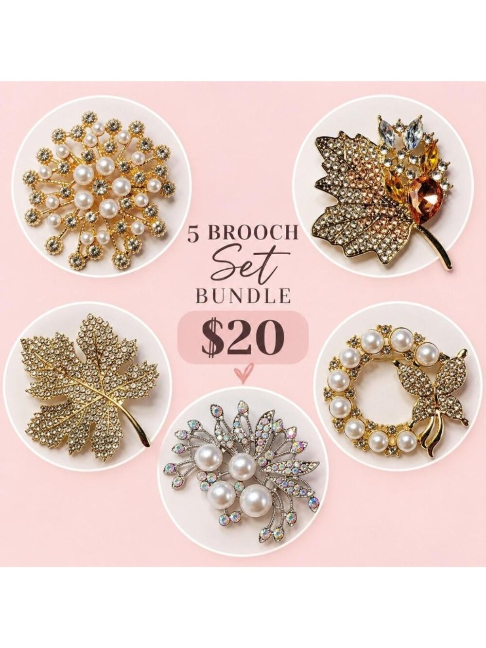 5 Brooch Set Bundle